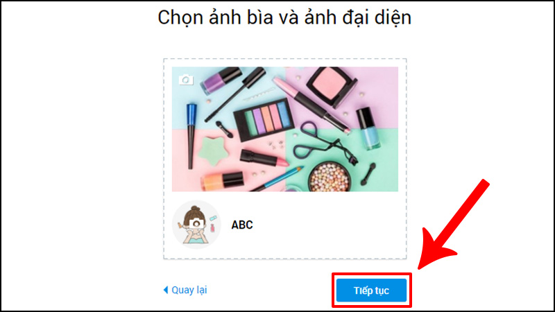Chọn ảnh bìa và ảnh đại diện